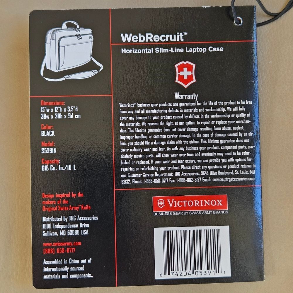 Swiss Army Business Gear Laptop Briefcase Web Recruit Victorinox Black NEW - Picture 6 of 16